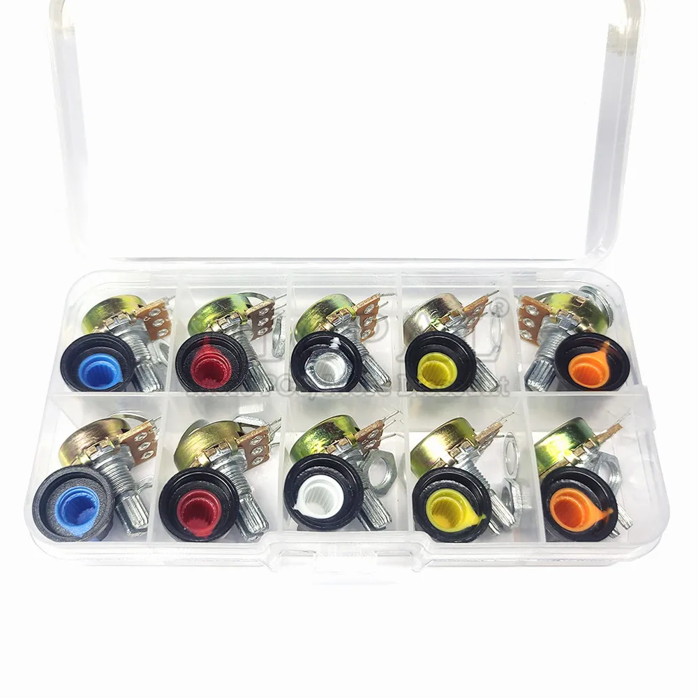 

10 Kinds WH148 Couplet Potentiometer Kit 15MM 1K 2K 5K 10K 20K 50K 100K 250K 500K 1M WH-148 10pcs Wiht Box