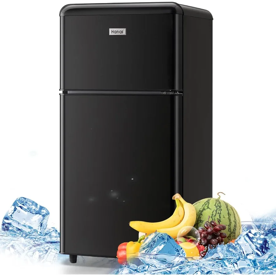 

3.5 Cu. Ft Mini Fridge with Freezer 2 Doors Small Refrigerator Freezer with Adjustable Thermostat Shelves for Dorm Office Bedro