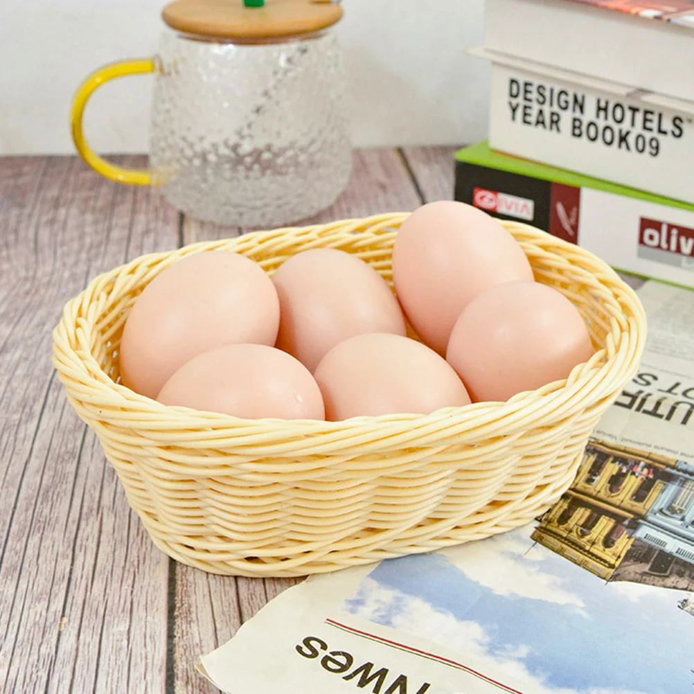 

Snack Woven Basket Imitation Rattan Small Storage Basket Portable Desktop Organizer Multipurpose Storage Bin for Jewelry Fruits