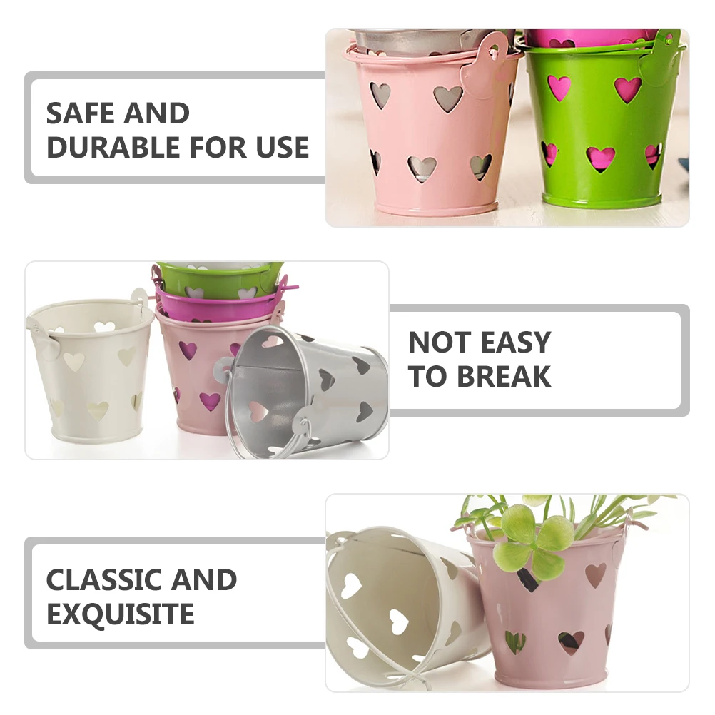 

6 Pcs Mini Iron Buckets Storage Small Metal Handles Candy Snacks Gift Halloween Christmas Decor Accessories