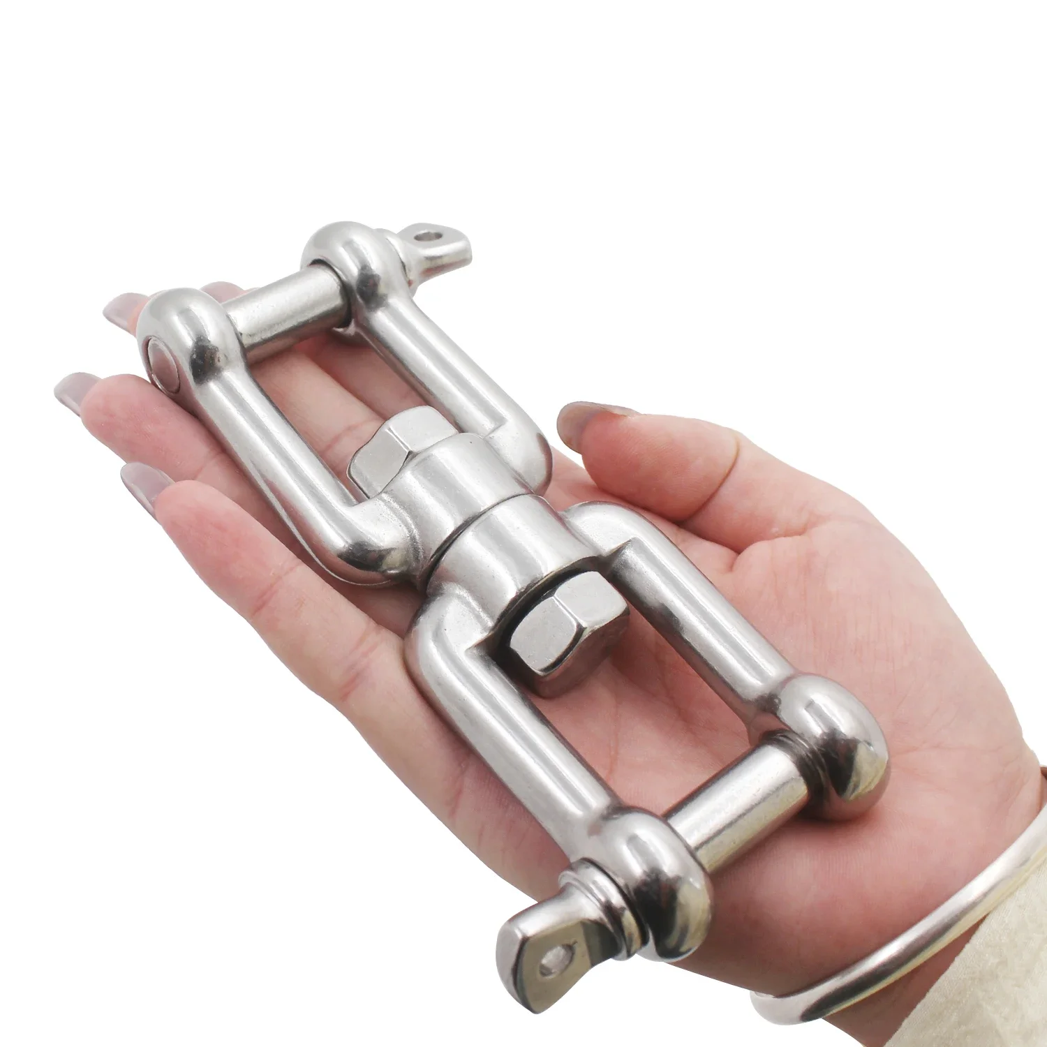 

316 Marine Grade Stainless Steel Anchor Swivel Chain Safest Rotational Device Double Shackle Jaw Hanging Accessory-New Condition