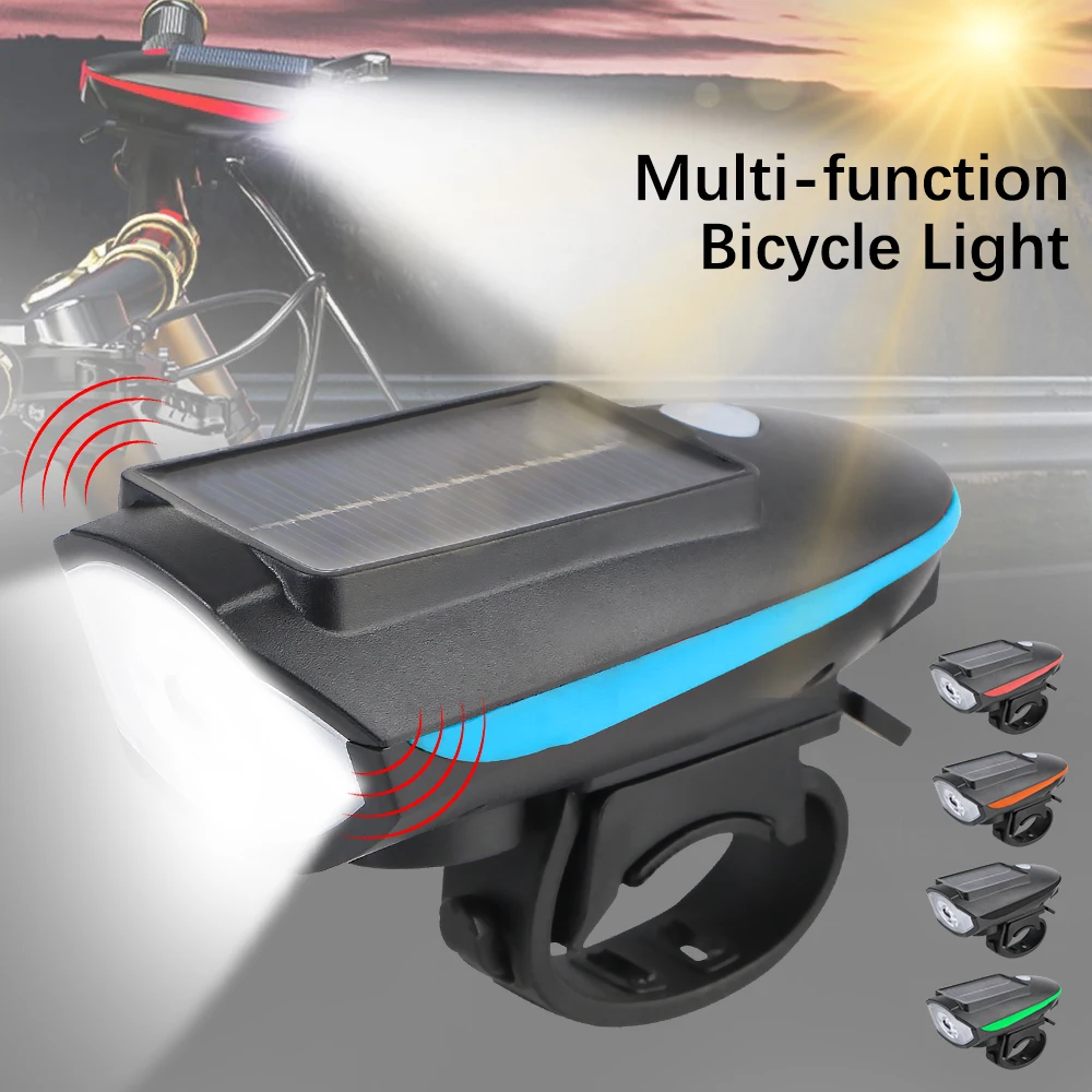 

High Brightness with Horn For Bicycle Motorcycle Solar Bicycle Light Night Light Front Searchlight Bike Electric Bell