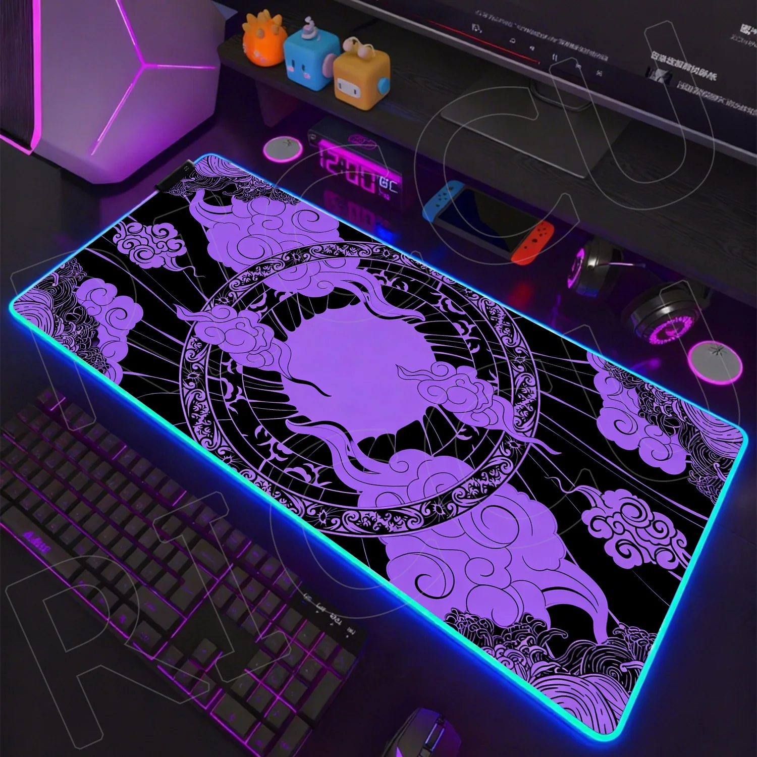 

RGB Japanese-style cloud pattern Large Mouse pad Clouds 800X400MM Desk Mat Rubber Table LED Extended Mats Gaming Keyboard carpet