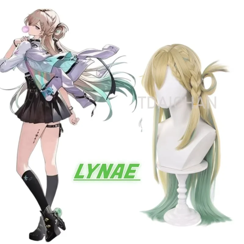 

2026 Wuthering Waves LYNAE Cosplay Wig Blonde Green Gradient Long Hair Anime Synthetic Costume Accessories Women Men free wigcap