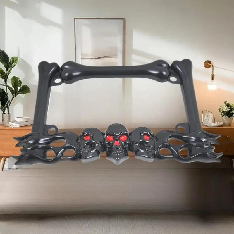 Skull Head Plastic Sport License Plate Frame For Motorcycle Scooters Skull Head Accessory Decoration