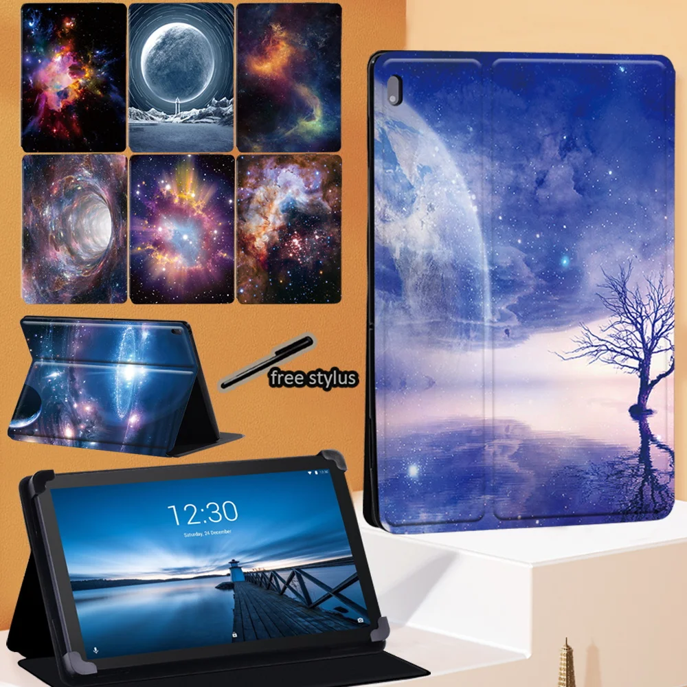 

Tablet Case for Lenovo Tab Tab M7/Tab M8/E10 TB-X104F 10.1"/Tab M10 10.1"/Tab M10 FHD Plus 10.3" Space Print Folding Stand Cover