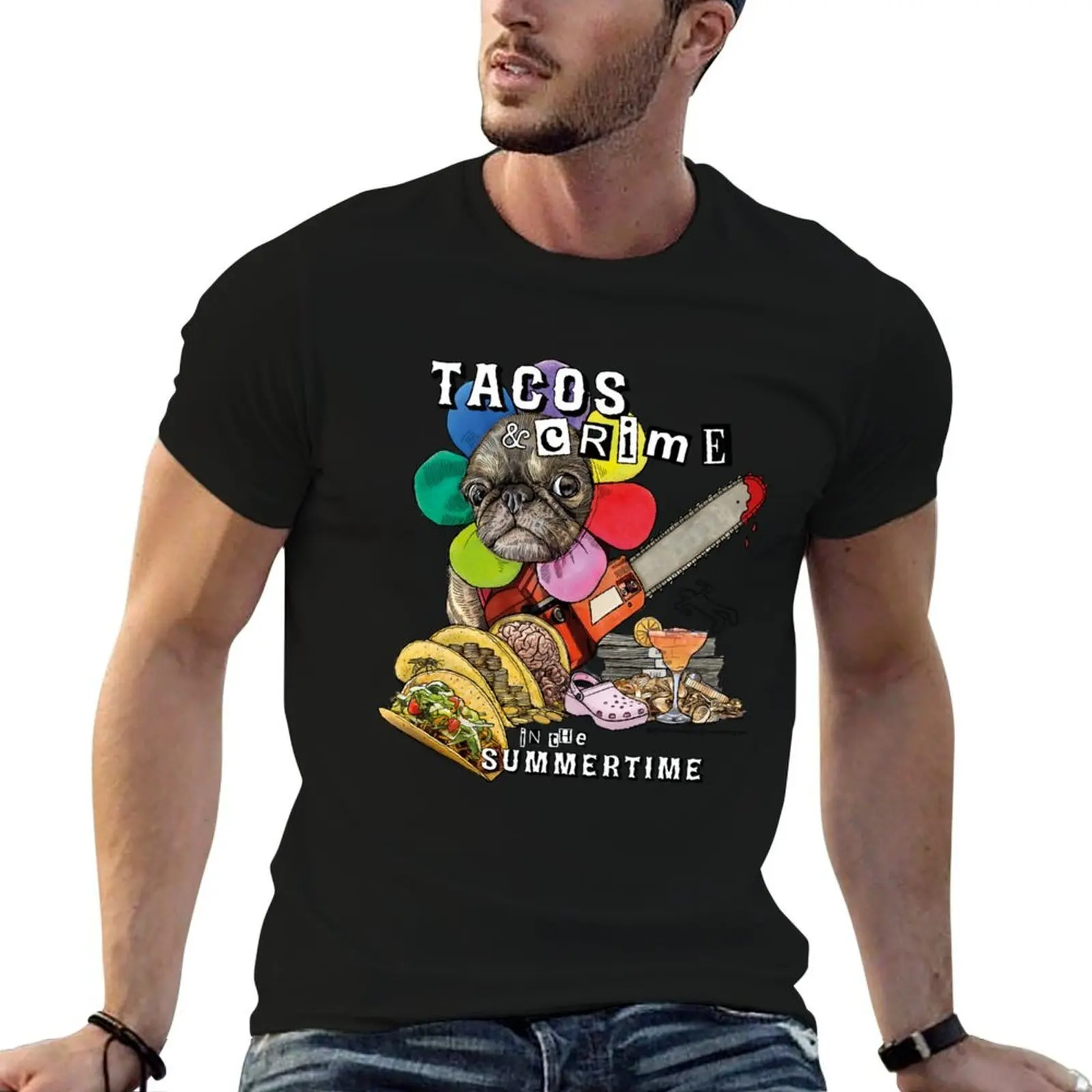 

Chilli The Pug by Ros Ingram T-Shirt men t shirt cotton 100% t shirt custom print man t shirts cotton T-shirt