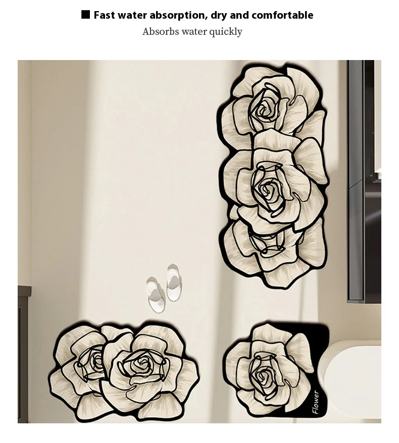 VIKAMA 1/3PCS Teppich Französisch Premium Geformt Wc Teppich Licht Luxus Badezimmer Wc Saugfähigen Nicht-slip Kissen hause Dekoration – Detail 17