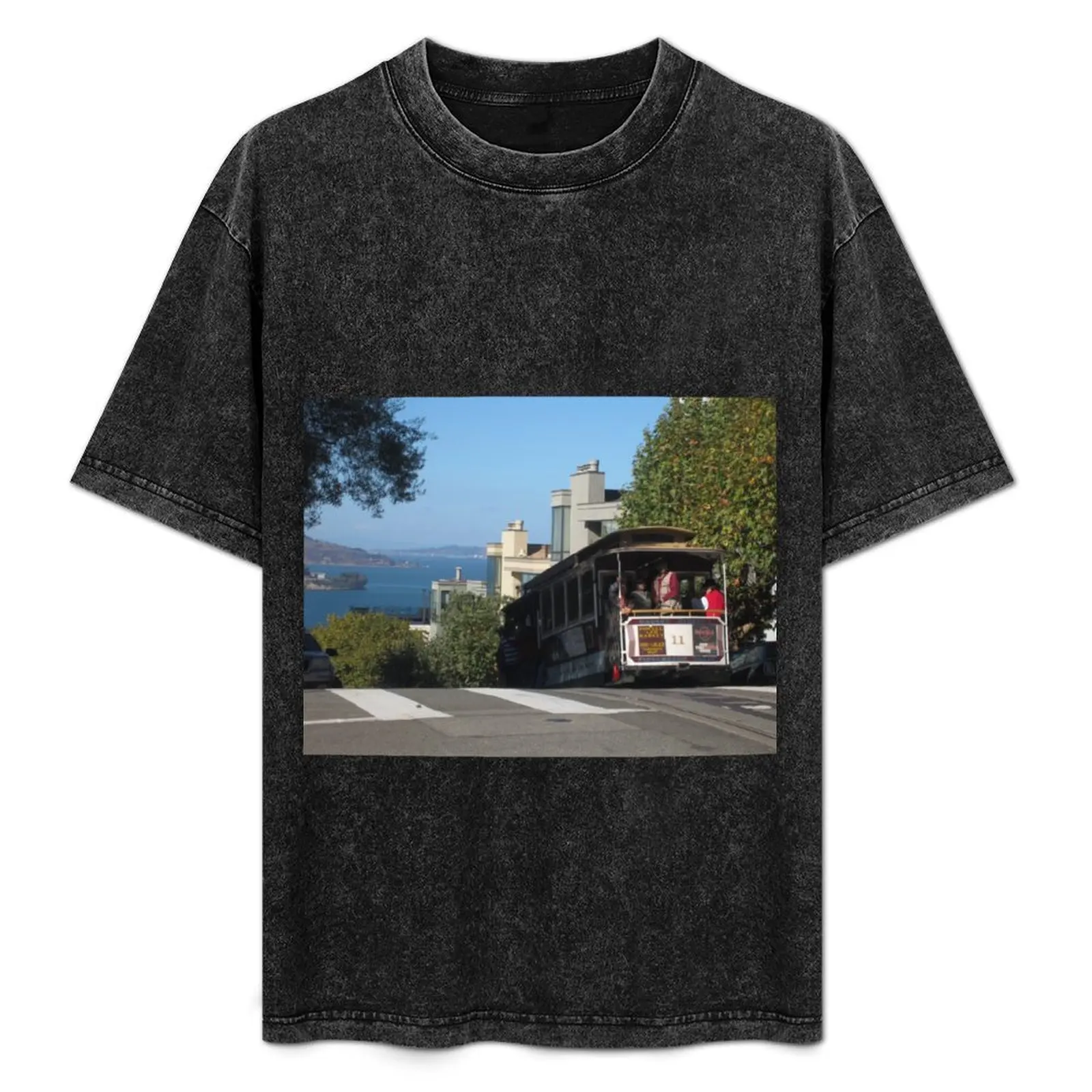 

Riding the famous cable cars - San Francisco, California T-Shirt Casual Holiday Short Sleeve Tee
