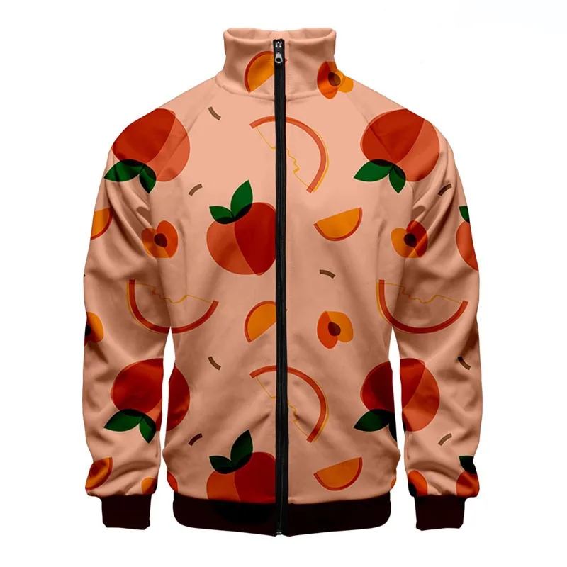 Mens 3D Printed Fruits Pattern Zip Jacket For Men Clothing Funny Mens Designer Clothes Streetwear Coat Tops High Quality Jacket