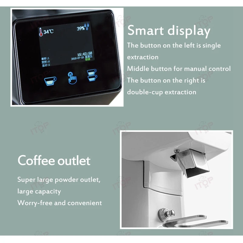 ITOP CGA80 Koffiemolen 64mm Platte Braam Antistatische Elektronische Kwantitatieve Molenaar Diverse Slijpmethode 220V 110V