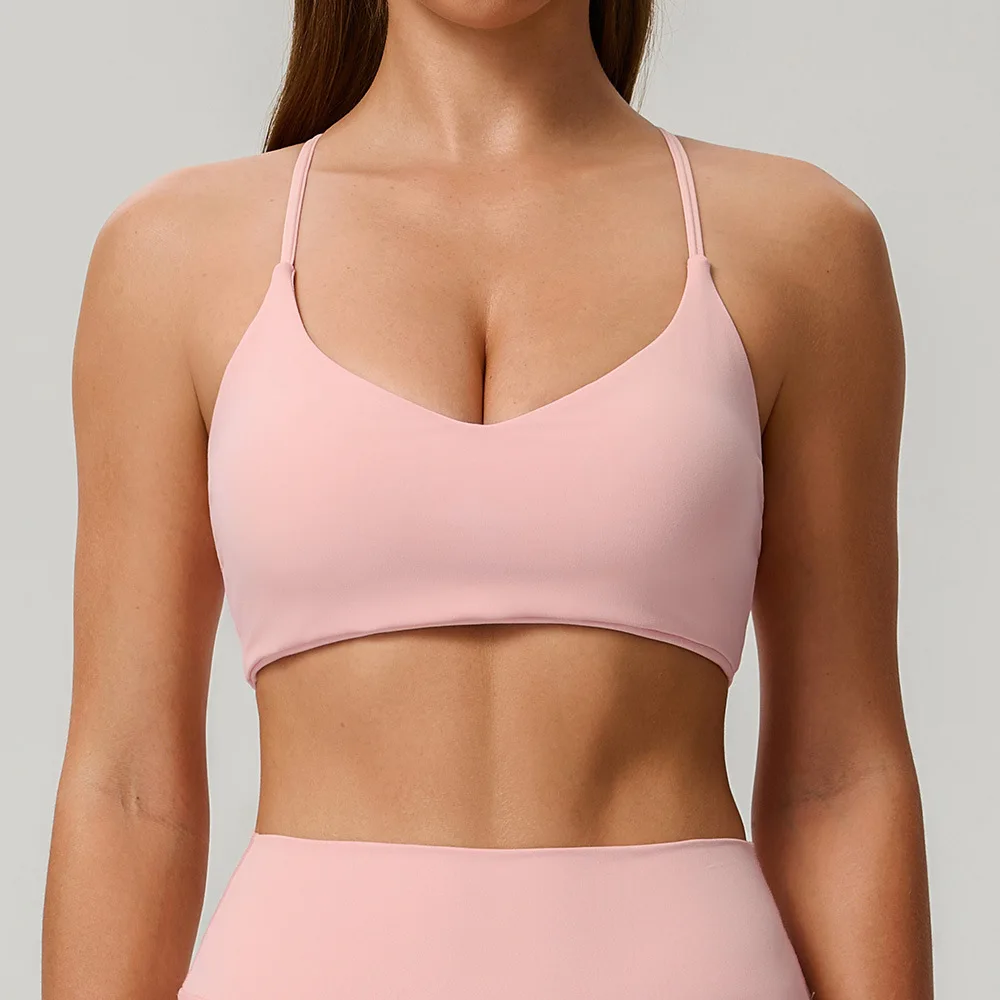 Women Yoga Bras Solid Color Sports Bra Fitness Sport Bra Shockproof Yoga Bra Sexy Breathable Underwear High Strength Tight Tops