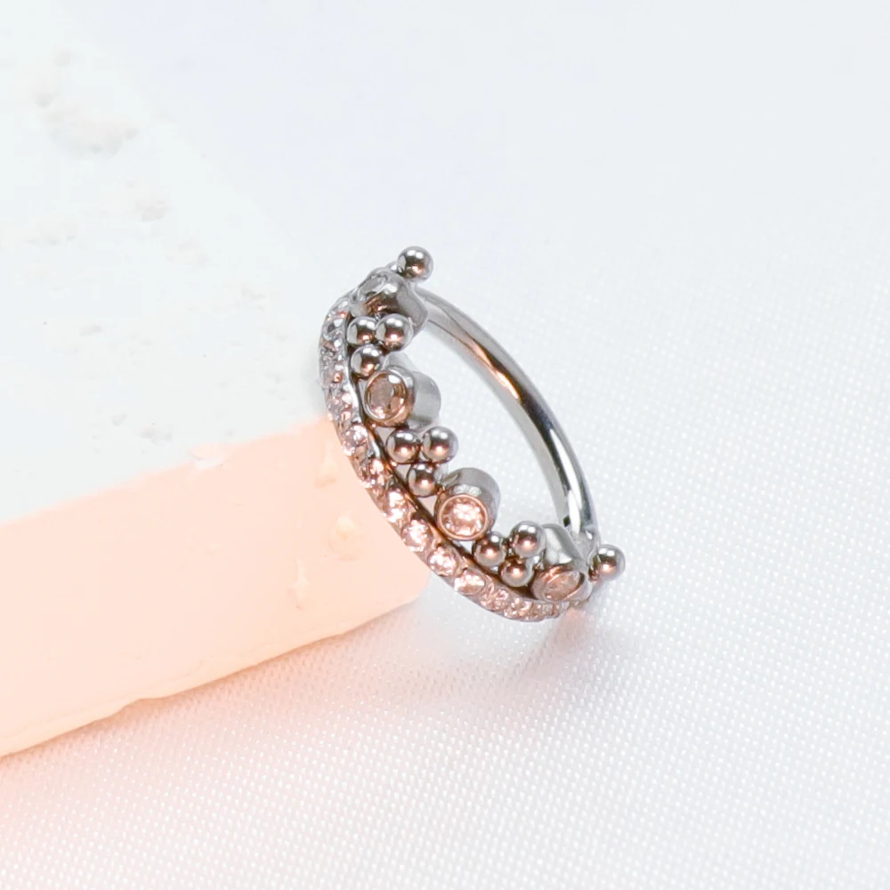 

Helix Piercings F136 Titanium Crown Shaped Nose Ring Diaphragm Conch Ear Tragus Cartilag 16G Hinged Women Segment Body Jewelry