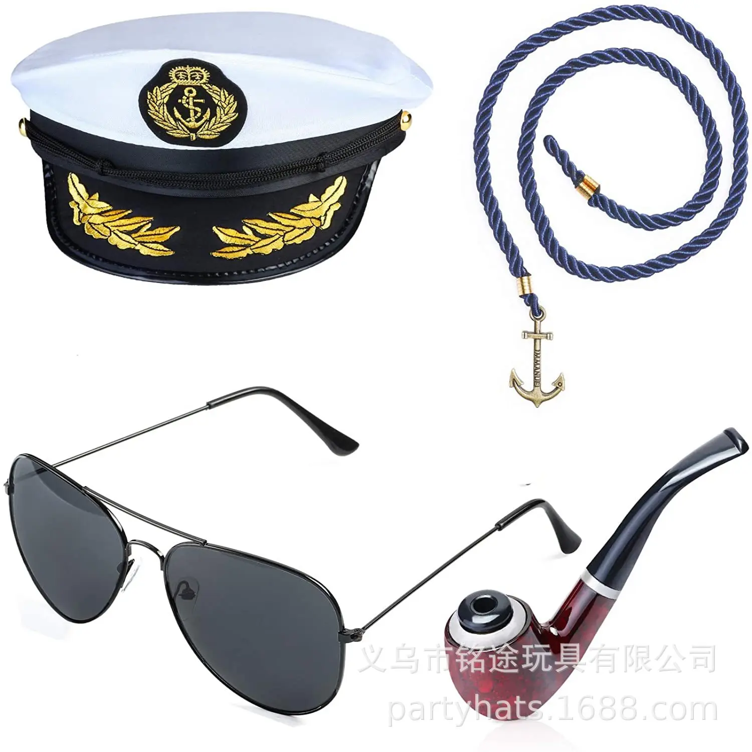 Halloween Role Play Cosplay Yacht Boat Captain Hat Costume Accessories Adult Aviator Uniform Navy Marine Hat Set for Men Women