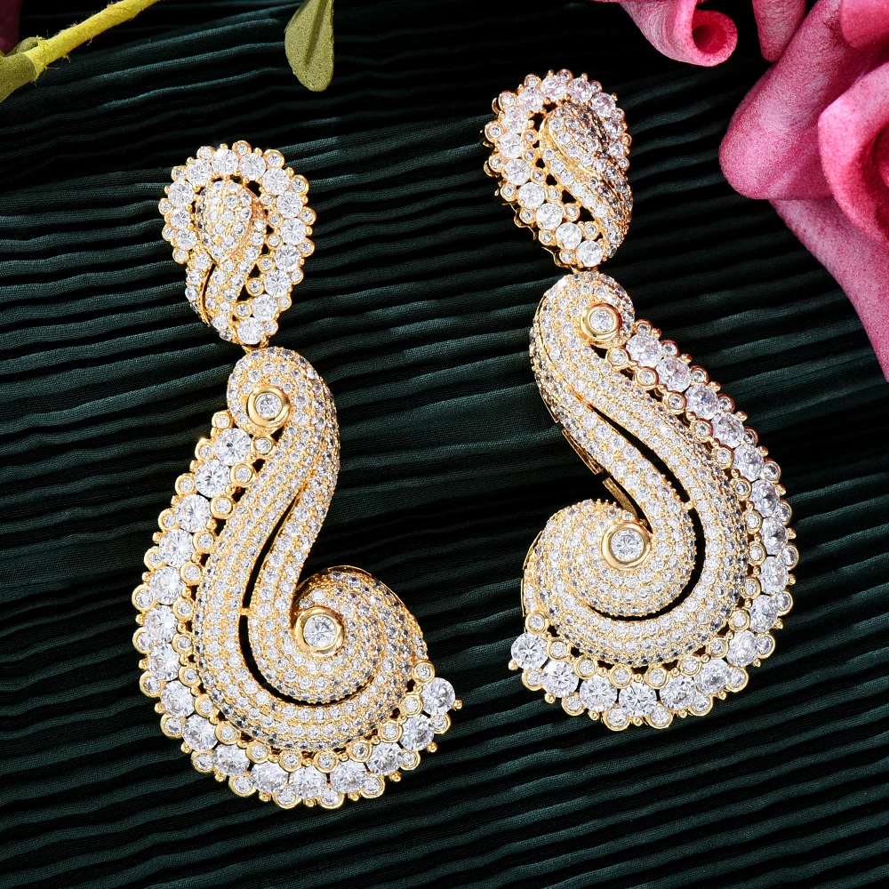 

Missvikki Personality Luxury Big Shiny Dangle Earrings Women's Elegant Temperament Jewelry Accessories High Quality