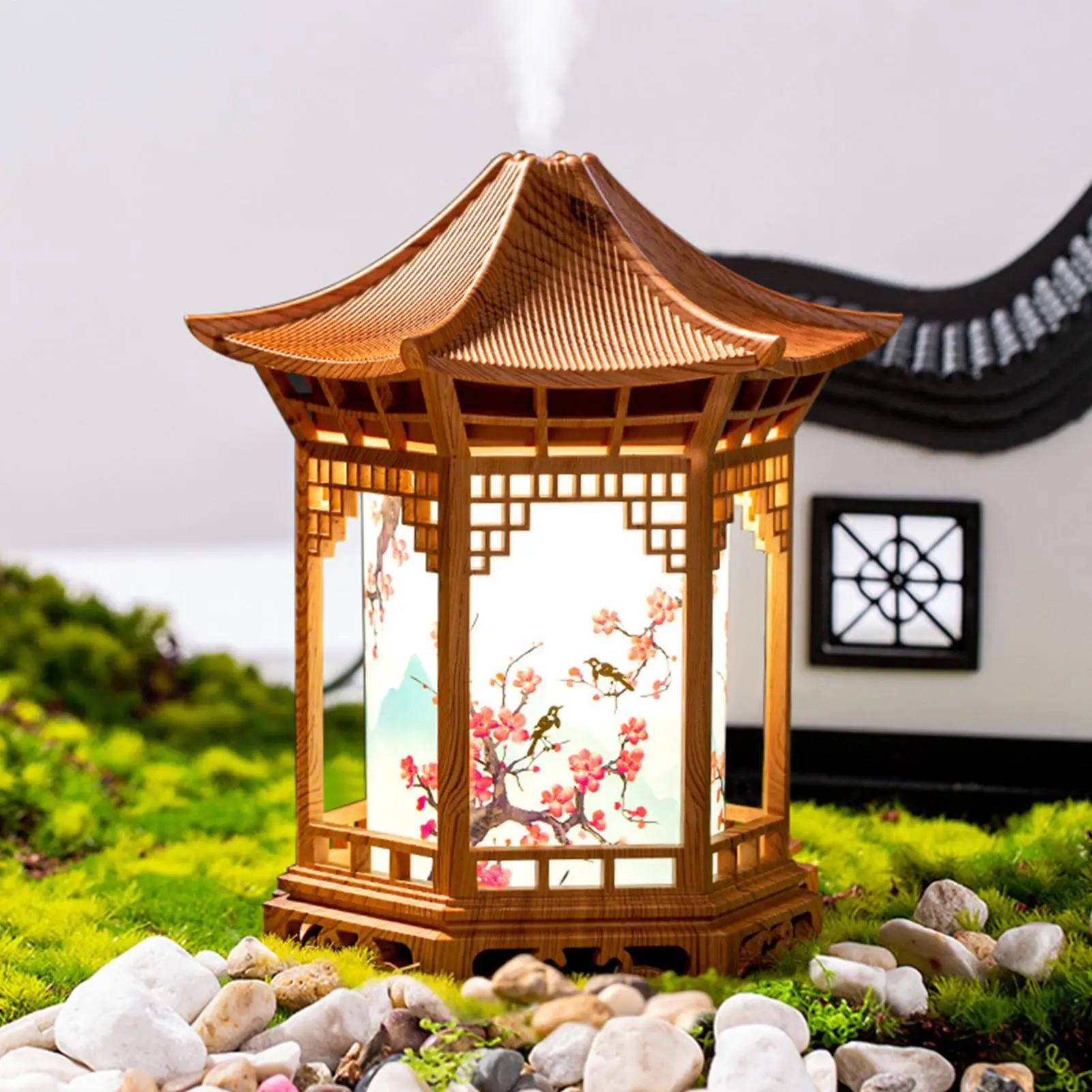 Chinese Lamp Diffuser Two Color Pagoda Shape Adjustable Lights Chinese Night Lantern For Indoor Outdoor Bedroom Living Room