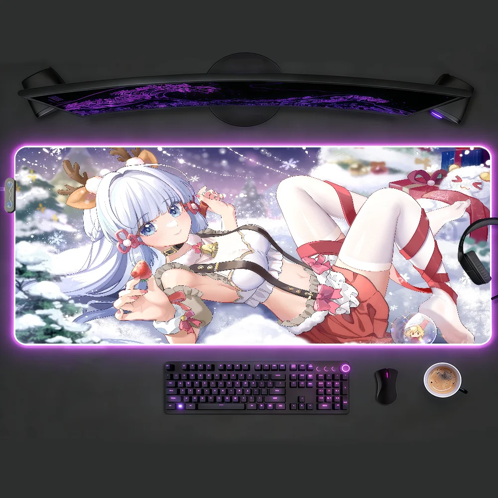 

Коврик для мыши Genshin Impact Kamisato Ayaka с RGB-подсветкой, нескользящий, резиновый, для игр, большой XXL, для компьютера и офиса, для клавиатуры