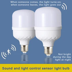 Sensor de Movimento automático Lâmpada LED, Smart Luz Ativada por Voz, Economia de Energia, Auto On e Off Indução, 220V