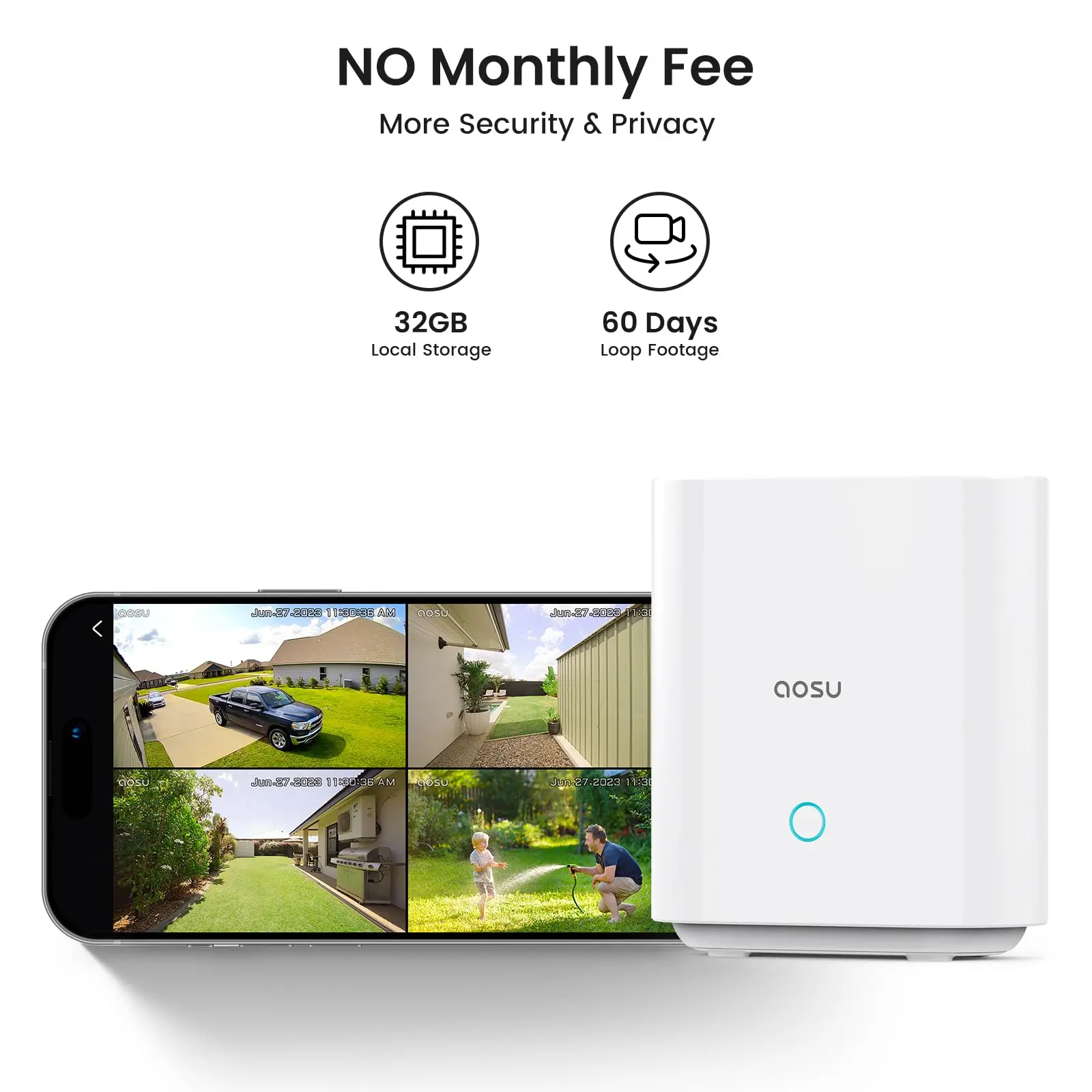 Kit de 4 câmaras sem fio AOSU remodelado Sistema de câmera solar 5000mAh Bateria 360 °   Ver câmeras PTZ com conjunto de câmeras Wifi com painel solar