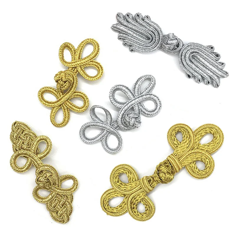 New Gold Chinese Frog Closure Knot Button Fastener for Bags Garments Cheongsam Tang Suit Decoration