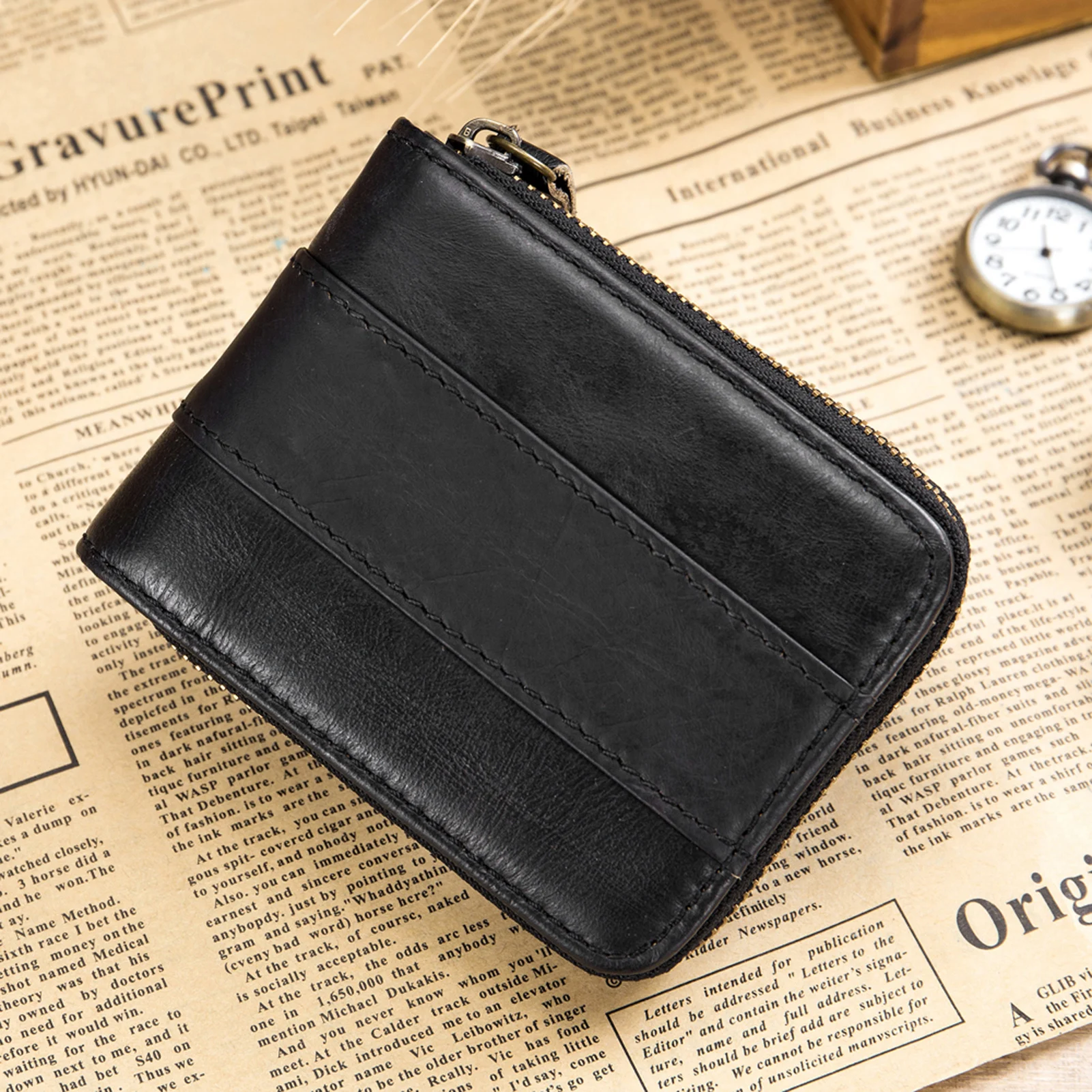 all around  wallet Leather Bifold  Wallet for Men Travel Purse Pouch Gift