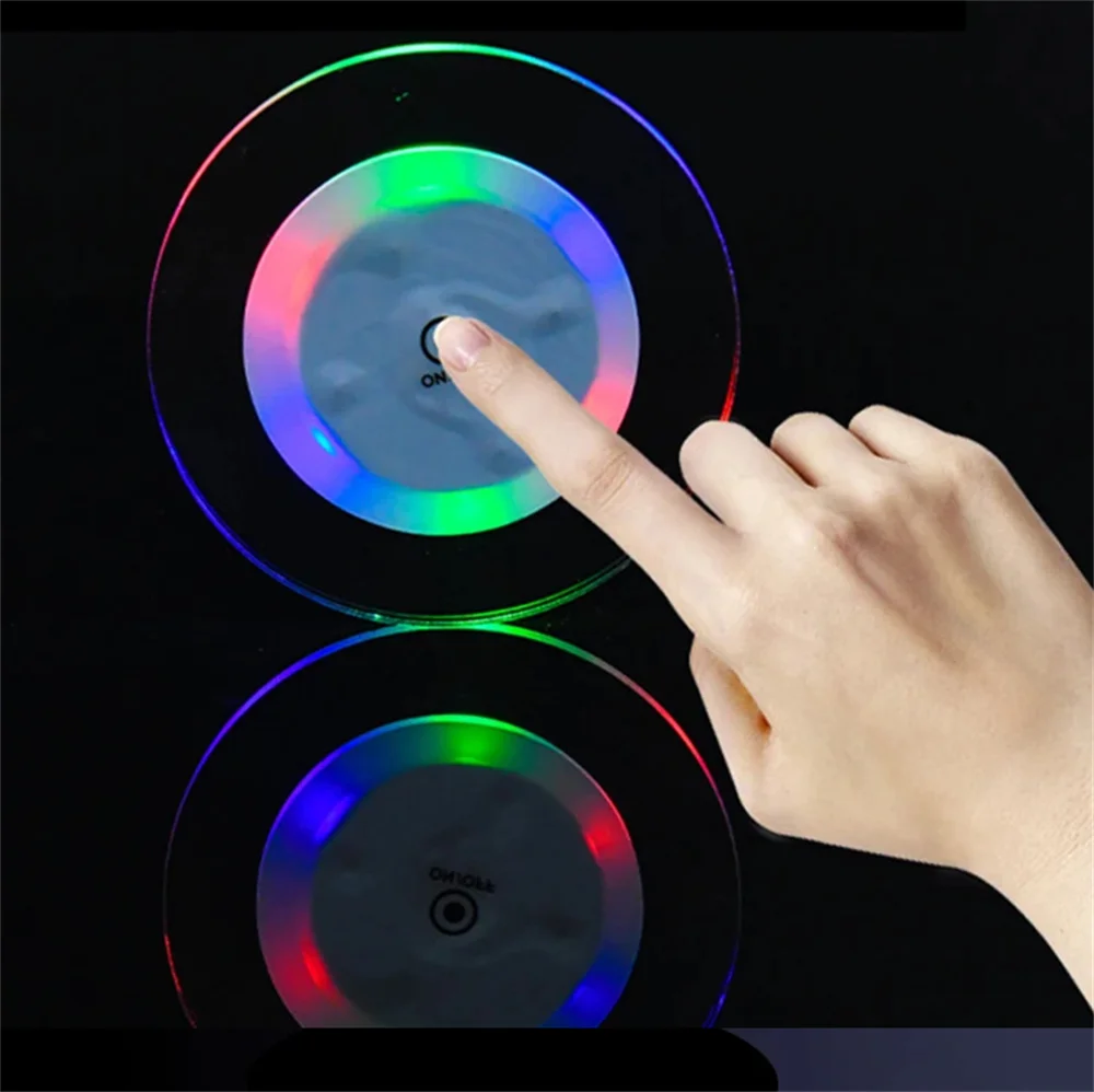 3pcs LED Coaster Acrylic Bar Cocktail Flash Base Mats Crystal Ultra-Thin LED Light Coaster For Bar Table Decoration Accessories