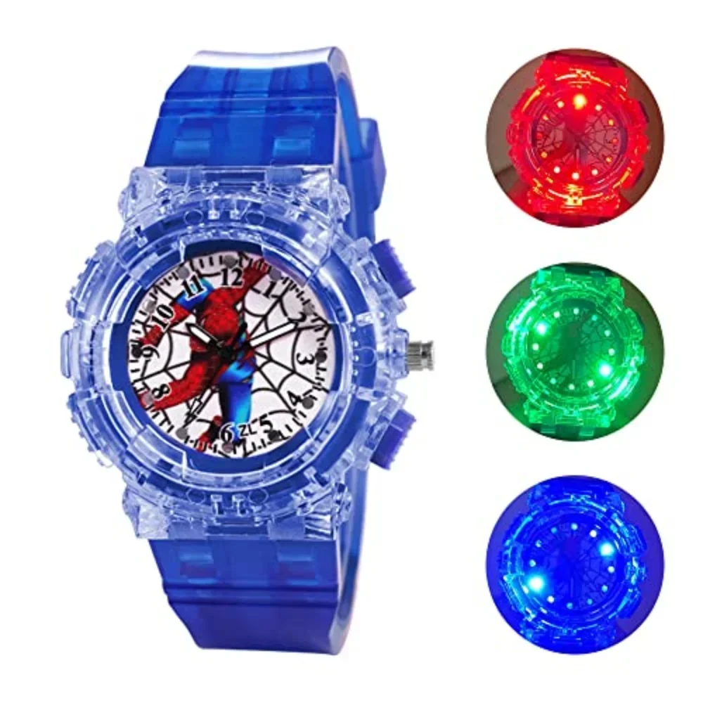 Disney Spiderman Kids Watch for Boys Girls Adjustable Strap Flashing Learning Time Kids Wrist Watch Toy Children Clock Gift