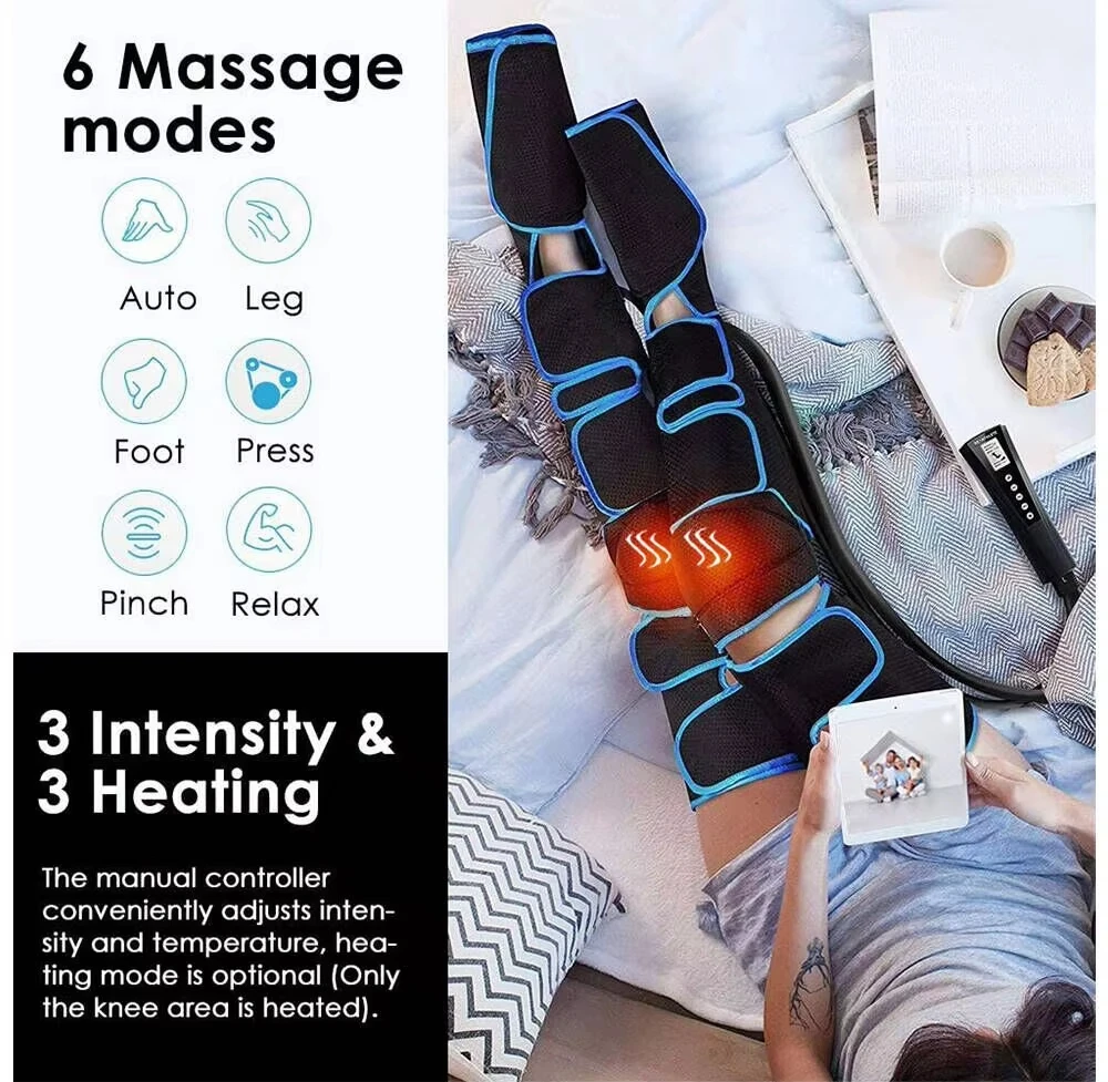 Electric Leg Muscle Relaxation 6 Modes Air Compression Recovery Induced Lymphatic Relief Foot Fatigue Heated Leg Massager