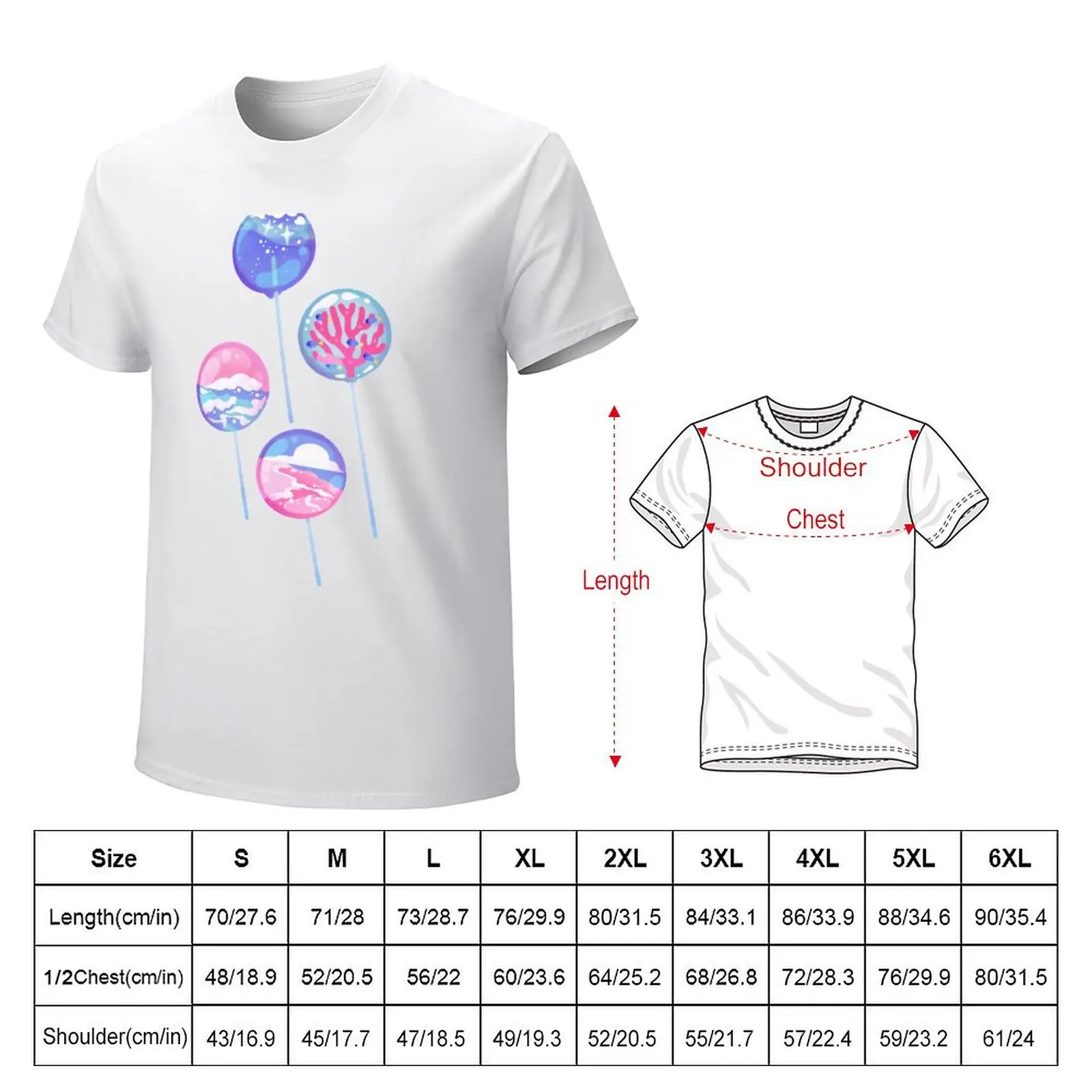 Ocean Blue Lollipop T-shirt tees aesthetic clothes customs Blouse Men's clothing