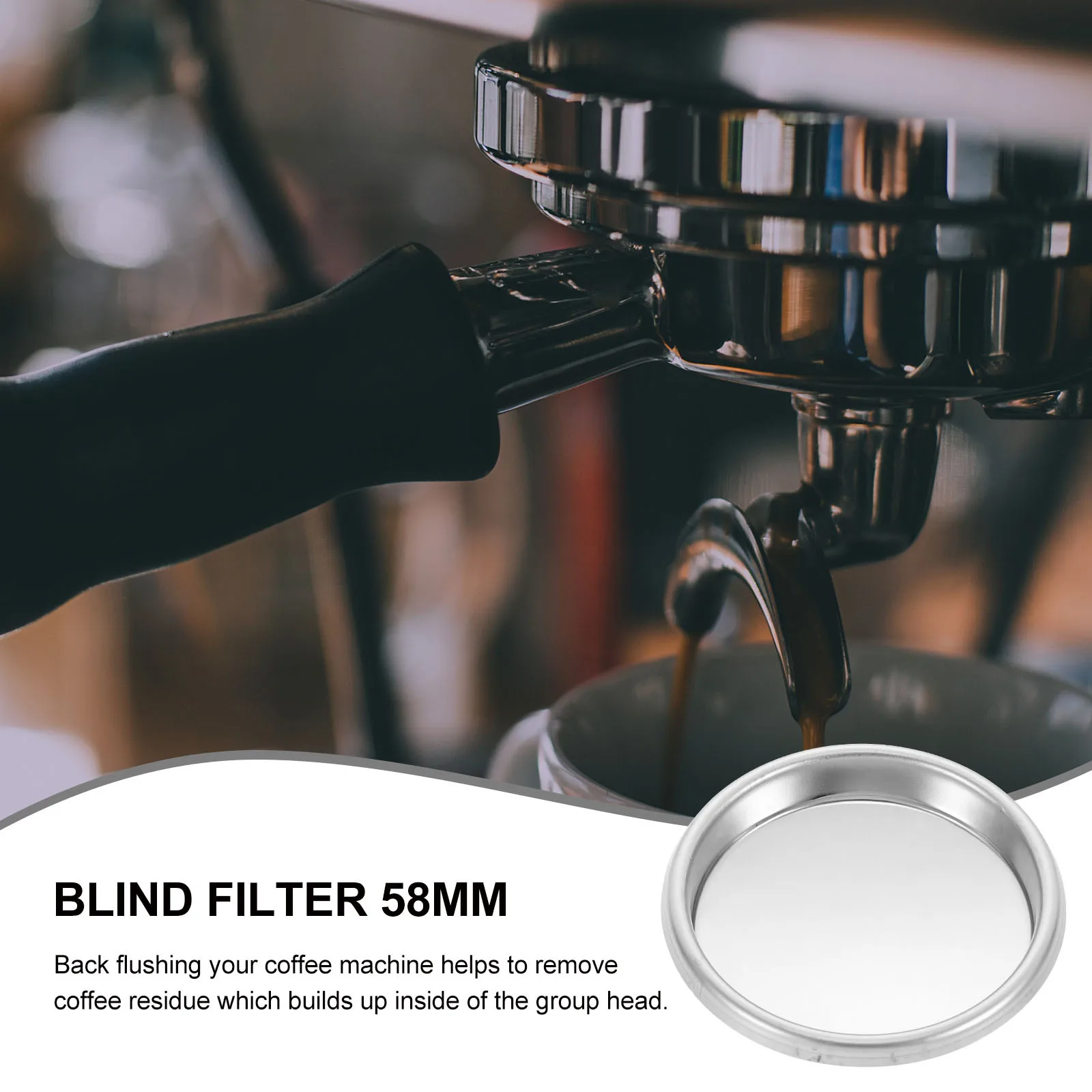 

58mm Blind Filter for Coffee Machine Espresso Makers Metal Backflush Insert Disk Cleaning Fits Group Handle Replaces Standard