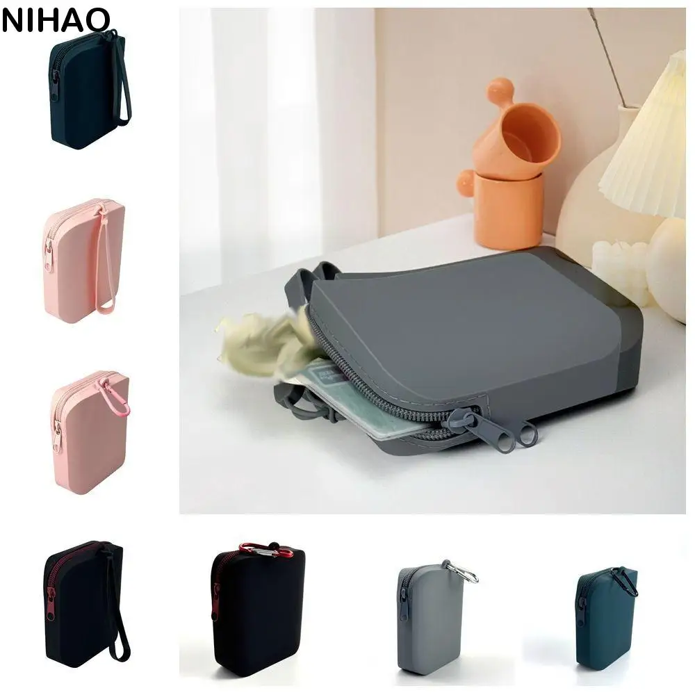 

Solid Color Silicone Cosmetic Bag Contrast Color Rectangle Multifunction Storage Bag Large Capacity Makeup Brush Holder