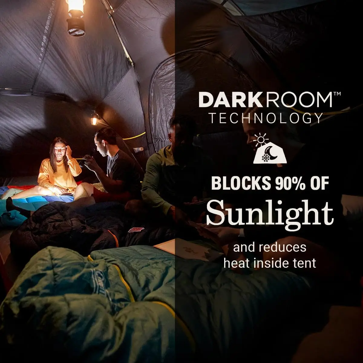 Camping Tent with Dark Room Technology, 4/6/8/10 Person Family Tent Sets Up in 5 Minutes and Blocks 90% of Sunlight Weatherproof