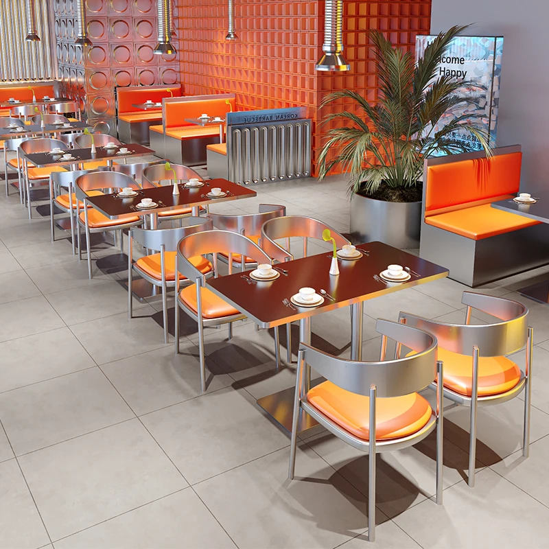 

Against the wall milk tea shop card seat sofa commercial western restaurant hot pot shop barbecue tea house stainless steel