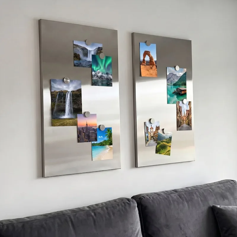 Magnetic Stainless Steel Frameless Wall Art Fridge Stickers Modern Minimalist Memo Boards for Kitchen Decor