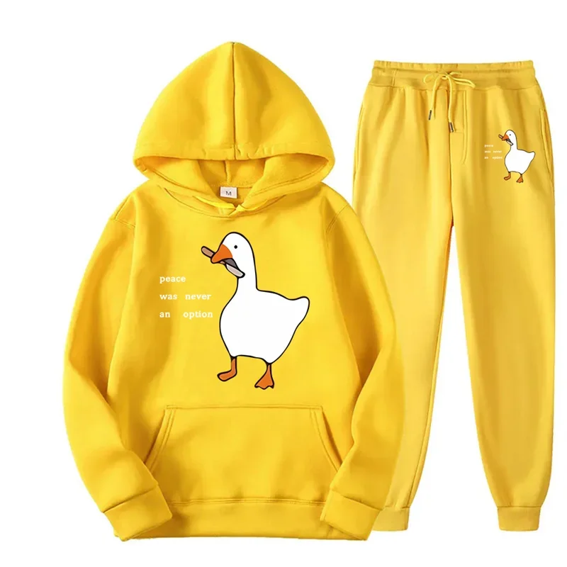 Snoopy Cartoon Anime Women Sweatshirt Sweatpants Set 2024 Fashion Men Pullover Pants Suit Spring Autumn Couple Hoodie Pant Sets