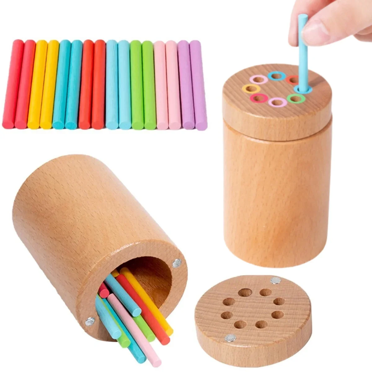 Montessori Holzspielzeug Farbsortierung Feinmotorikspielzeug Form passendes sensorisches Spielzeug Frühpädagogisches Puzzlespielzeug für Kleinkinder – Detail 11