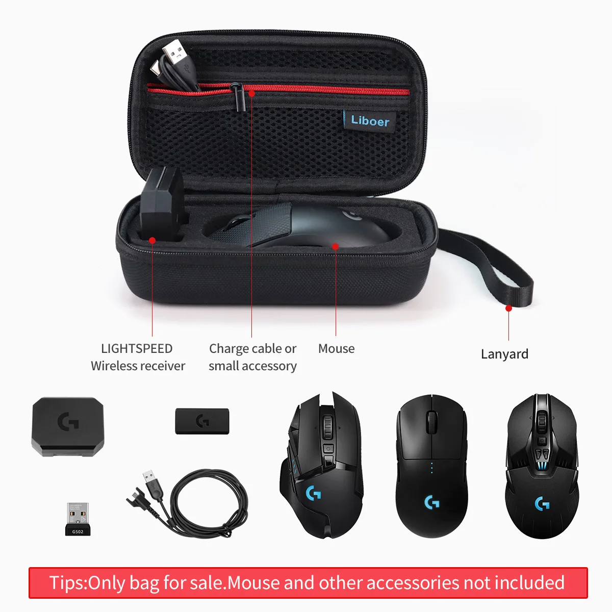 Carrying Case for Logitech Gaming Mouse Portable Protective Shockproof Waterproof Storage Travelling Bag for G502/G903/G Pro