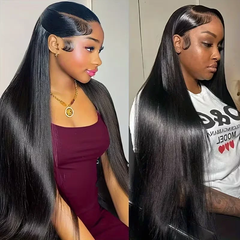 40 42 Inch 13x4 13x6 HD Transparent Bone Straight Lace Front Wigs 220% Brazilian Human Hair Wigs 5x5 Glueless Lace Closure Wigs