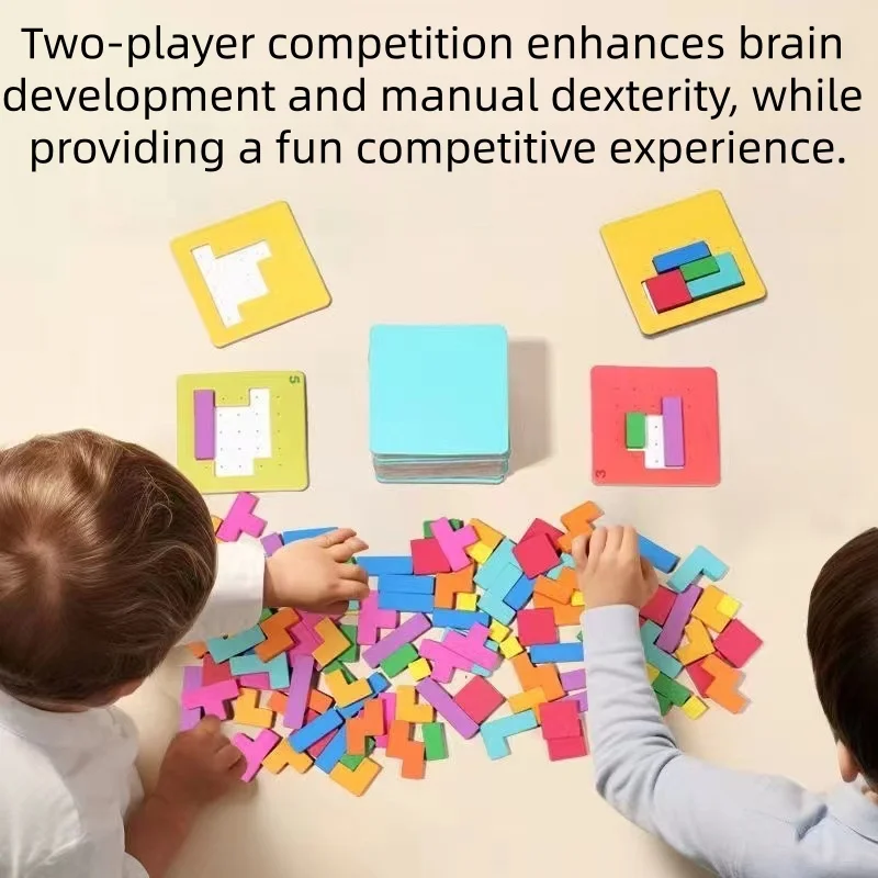 Desktop Puzzle Toy for Children; Tangram Math Toy Building Blocks; Children's Color and Shape Training Gift; Tangram Building Block Competitive Game Card