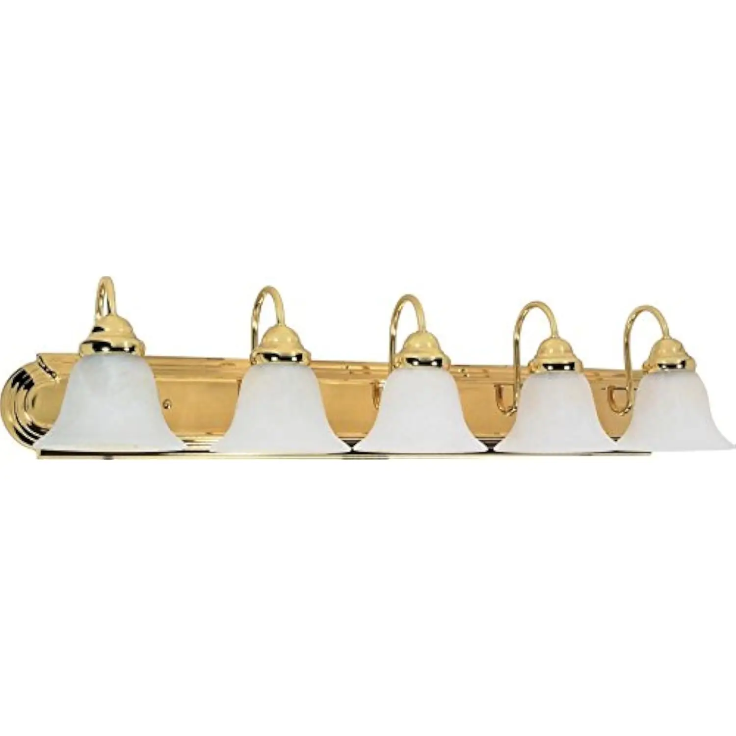 

60/331 Five Wall-Vanity Light Fixture, 5, Polished Brass/Alabaster Glass