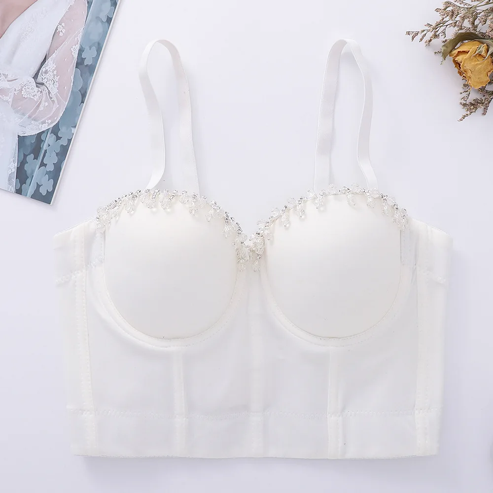 Fishbone Design Integrated Bralette Top Women's Summer Outfit Shorties  Navel Knitted Fabric Casual Wear