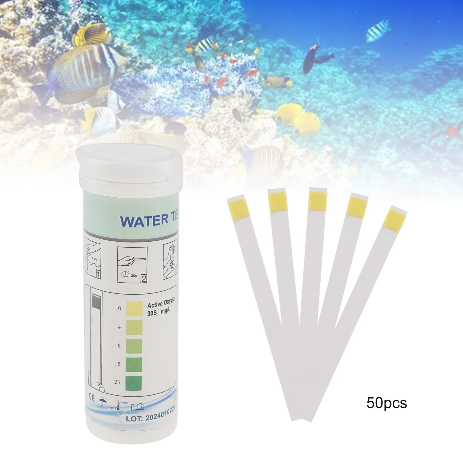 50pcs/pack Active Oxygen Detection Test Strips Widely Used Test Strips Kit For Fishpond Detecting Water Pollution