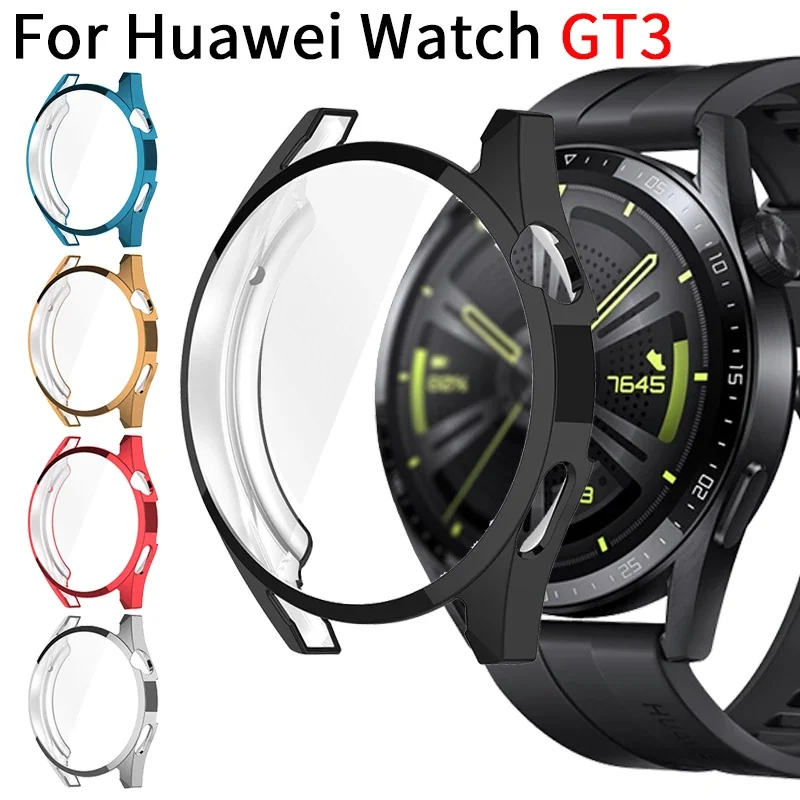 Tpuケースhuawei社腕時計GT3 46ミリメートルスクリーンプロテクターカバー華為腕時計gt 3 42ミリメートル46ミリメートルソフトオールラウンドフルケースGT3