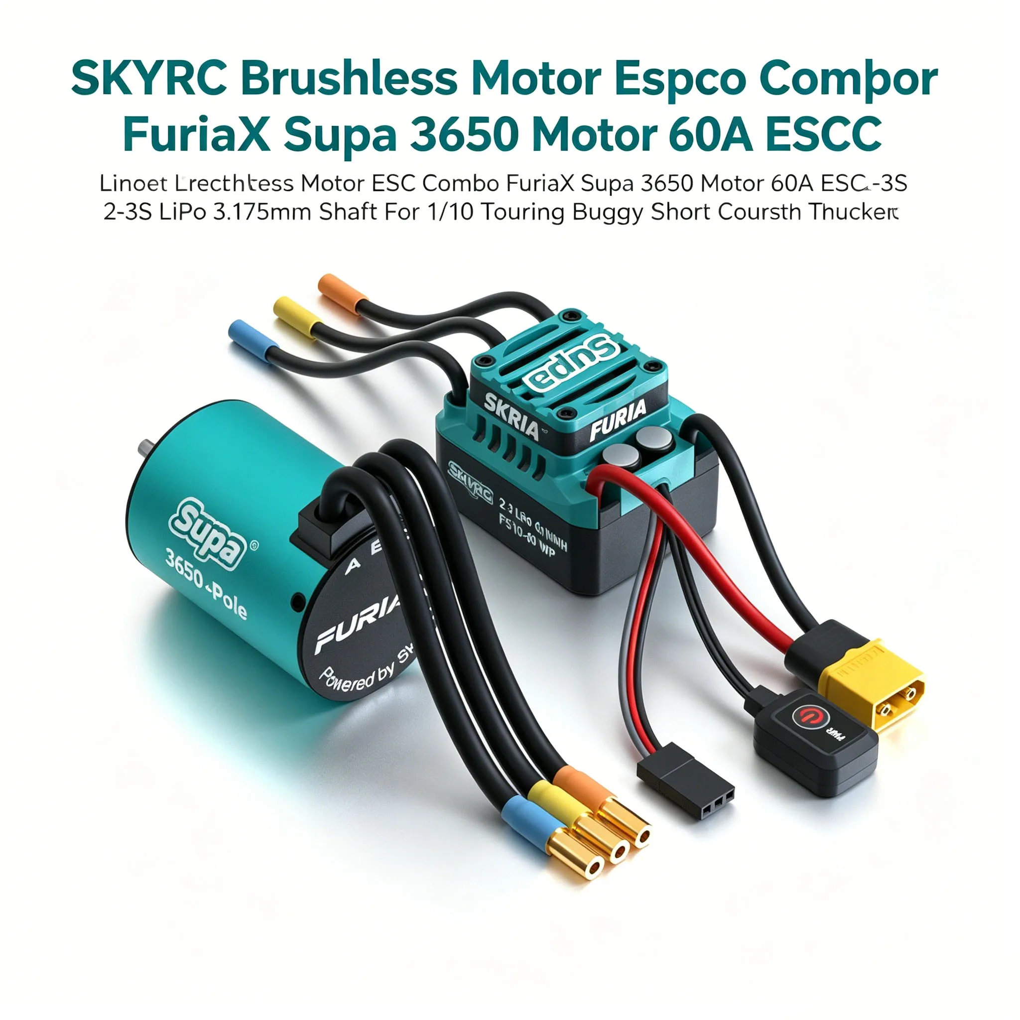 SKYRC Brushless Motor ESC Combo FuriaX Supa 3650 Motor 60A ESC 2-3S LiPo 3.175mm Shaft For 1/10 Touring Buggy Short Course Truck