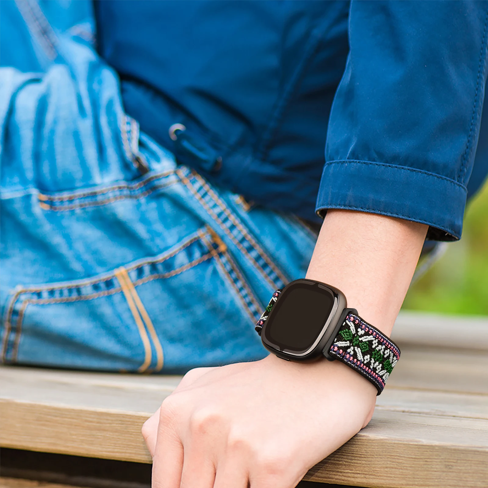 Correa de nailon elástico ajustable para Fitbit Sense/Sense 2, pulsera deportiva para Fitbit Versa 3/Versa 4