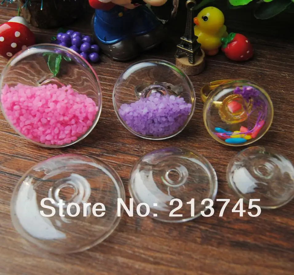 Free ship! 50pcs/lot flat round Glass Bubble & Glass globe Diy Jewelry Findings ( 35mm,30mm,25mm,20mm only glass price