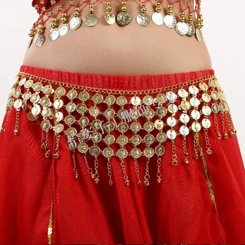 Women Shiny Coins Belly Dance Hip Scarf Stage Performance Party Carnival Rave Waist Belt Chain Wrap Mini Skirt Indain Costume