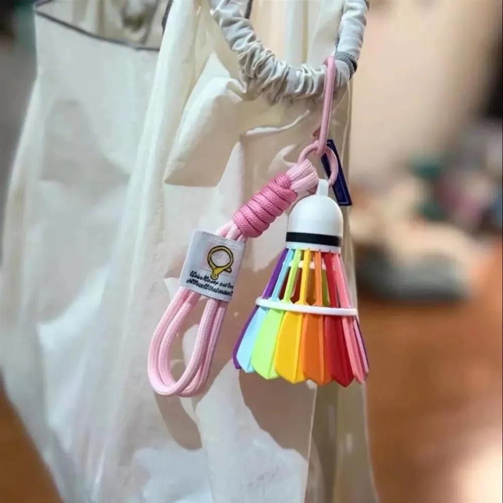 Colorful Rainbow Color Badminton Keychain Funny Creative Badminton Bag Pendant Backpack Decor Hanging 3D Printing Keyring Gift