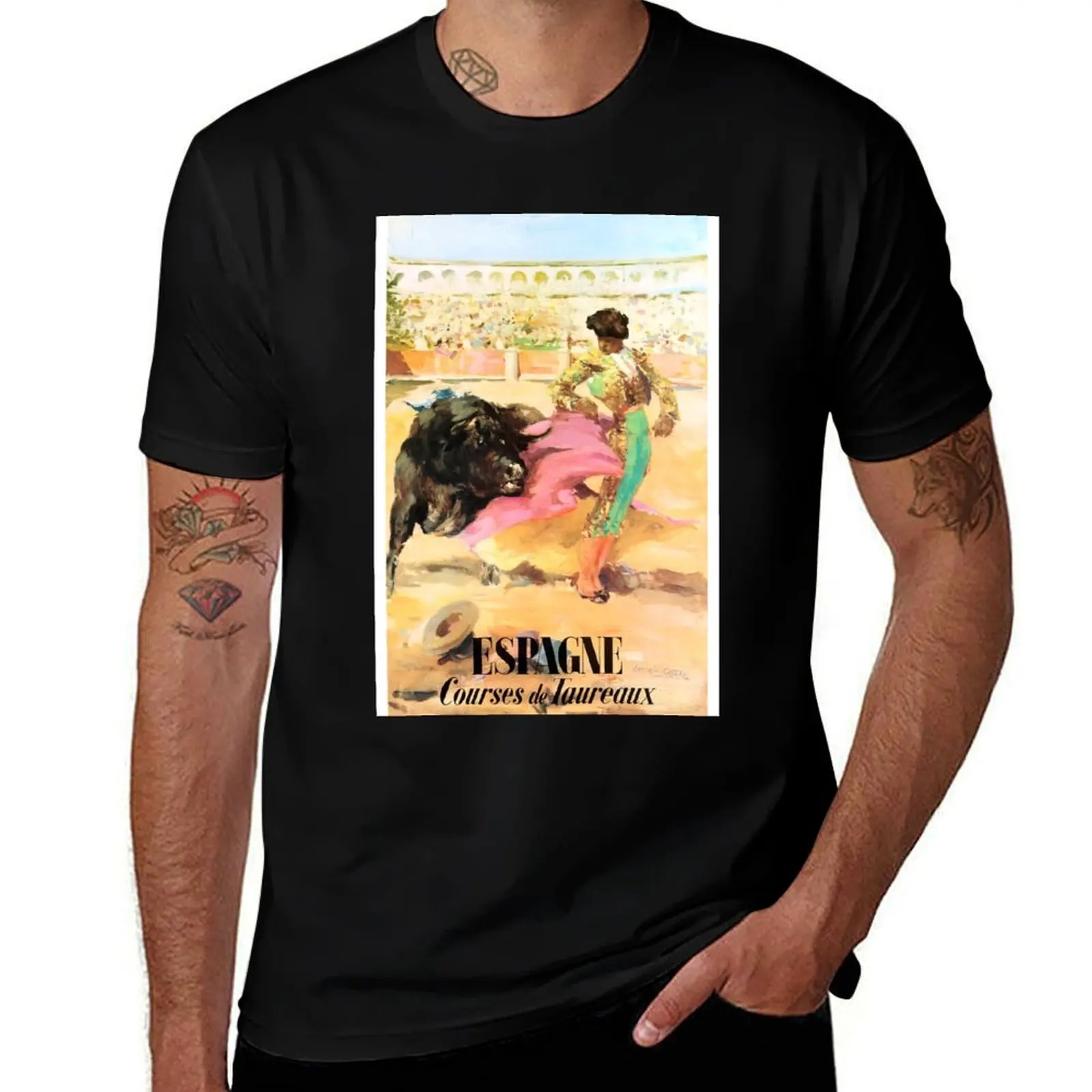 Spain Vintage Travel Poster Restored T-Shirt cotton t shirts man 100% T-Shirt
