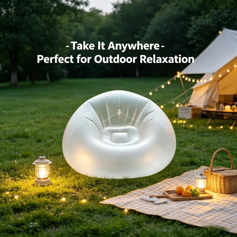 Luminous Inflatable Sofa  PVC Lazy Transparent Portable Inflatable LED Bean Bag Sofa, Single Person Household Plush Sofa Chair image 4